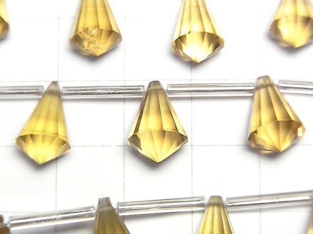 [Video] High Quality Beer Crystal Quartz AAA Deformation Drop Faceted Briolette 1strand (9pcs)