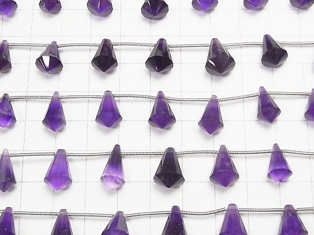 [Video] High Quality Amethyst AAA- Deformation Drop Faceted Briolette 1strand (9pcs)