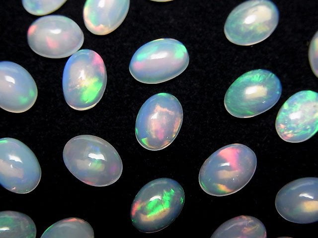 [Video]High Quality Ethiopian Opal AAA Oval Cabochon 7x5mm 3pcs