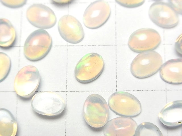 [Video]High Quality Ethiopian Opal AAA Oval Cabochon 7x5mm 3pcs