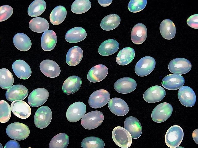 [Video]High Quality Ethiopian Opal AAA Oval Cabochon 7x5mm 3pcs