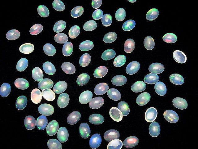 [Video]High Quality Ethiopian Opal AAA Oval Cabochon 7x5mm 3pcs