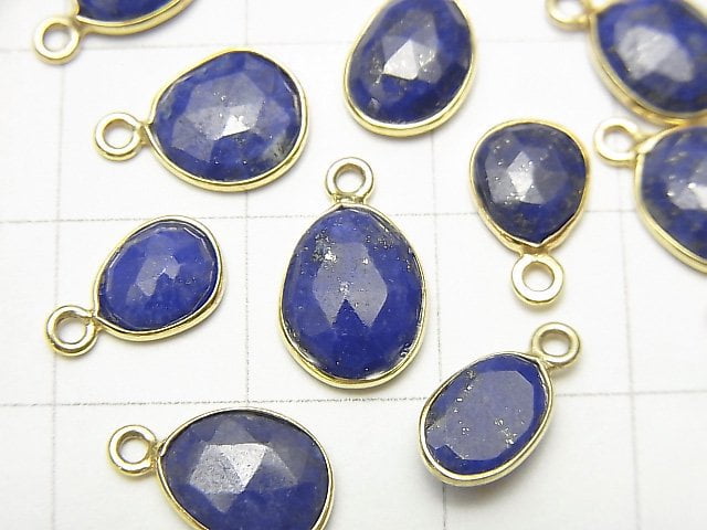 [Video] Lapis lazuli AA++ Bezel Setting Freeform Rose Cut [One Side] 18KGP 3pcs