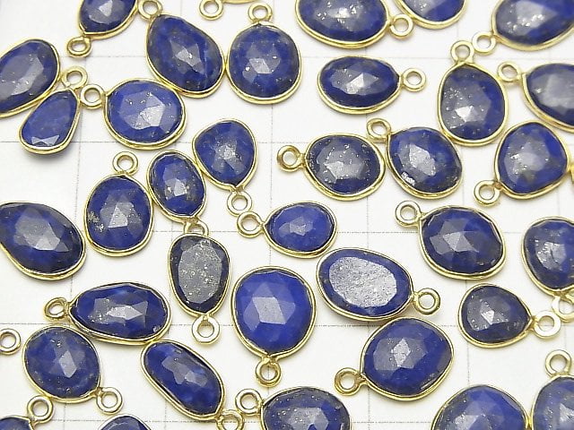 [Video] Lapis lazuli AA++ Bezel Setting Freeform Rose Cut [One Side] 18KGP 3pcs