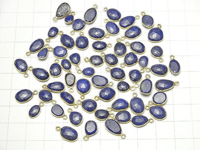 [Video] Lapis lazuli AA++ Bezel Setting Freeform Rose Cut [One Side] 18KGP 3pcs