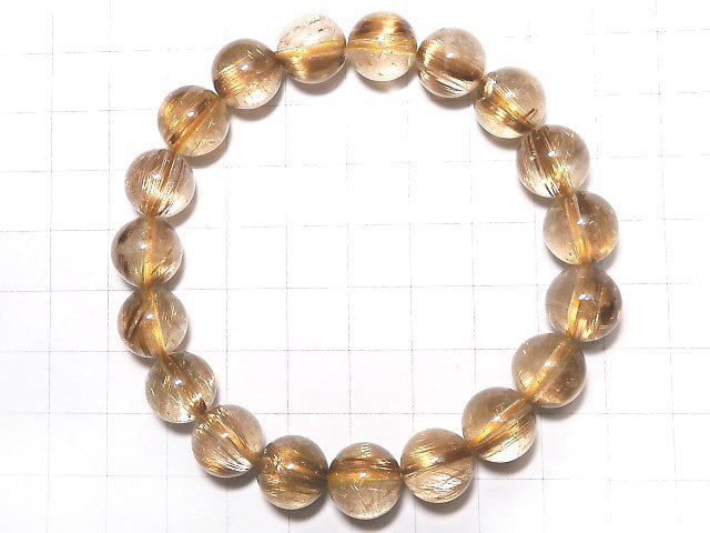 [Video][One of a kind] Copper Rutilated Quartz AAA Round 11mm Bracelet NO.100