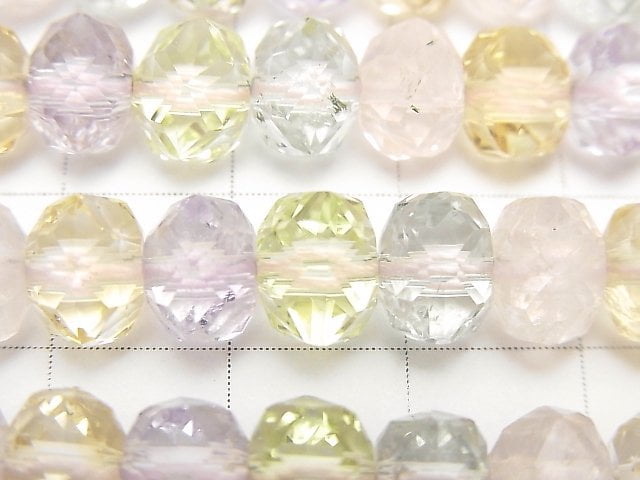 [Video] High Quality! Mixed Stone AAA- Star Faceted Button Roundel 9x9x6mm 1/4 or 1strand beads (aprx.15inch / 37cm)