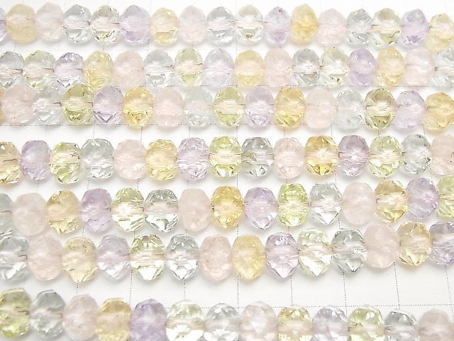 [Video] High Quality! Mixed Stone AAA- Star Faceted Button Roundel 9x9x6mm 1/4 or 1strand beads (aprx.15inch / 37cm)