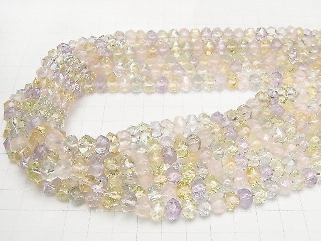 [Video] High Quality! Mixed Stone AAA- Star Faceted Button Roundel 9x9x6mm 1/4 or 1strand beads (aprx.15inch / 37cm)