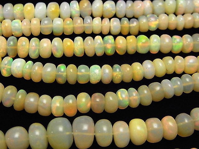 [Video] Ethiopia Opal AA++ Roundel half or 1strand beads (aprx.19inch / 46cm)