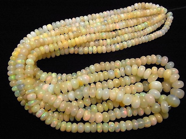 [Video] Ethiopia Opal AA++ Roundel half or 1strand beads (aprx.19inch / 46cm)