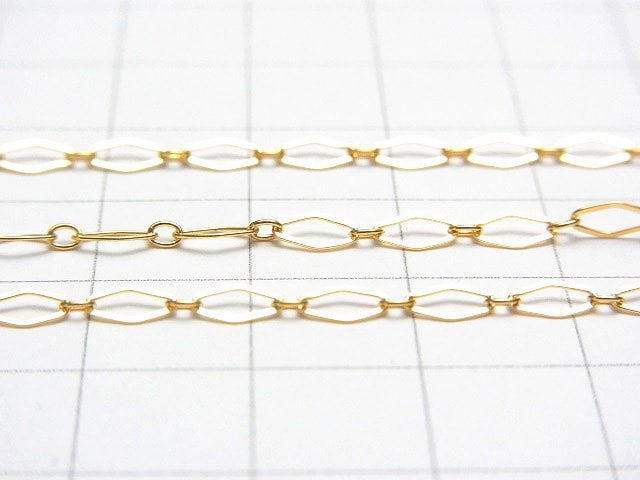 14KGF Diamond shape (long and short) chain 5.5x2.6mm 10cm