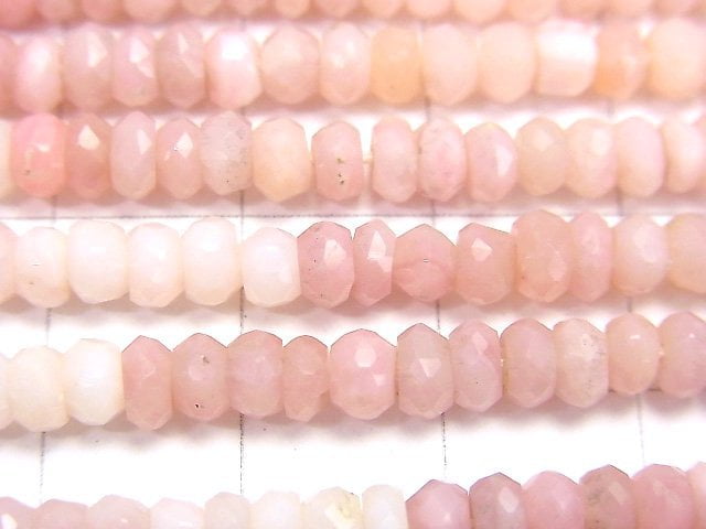 [Video]High Quality! Pink Opal AA++ Faceted Button Rondelle 1strand beads (aprx.12inch/29cm)