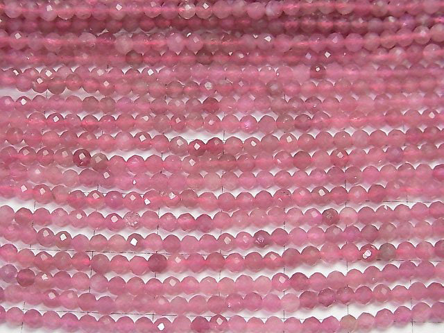 [Video] High Quality! Pink Tourmaline AA++ Faceted Round 3mm 1strand beads (aprx.15inch / 37cm)