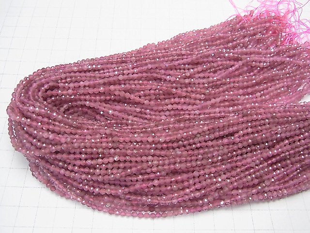 [Video] High Quality! Pink Tourmaline AA++ Faceted Round 3mm 1strand beads (aprx.15inch / 37cm)