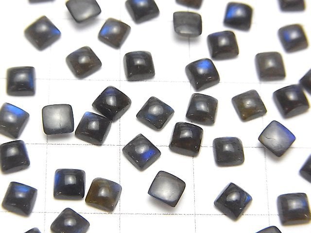 [Video] High Quality Black Labradorite AAA- Square Cabochon 4x4mm 10pcs