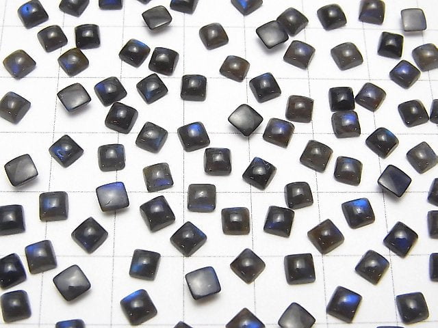 [Video] High Quality Black Labradorite AAA- Square Cabochon 4x4mm 10pcs