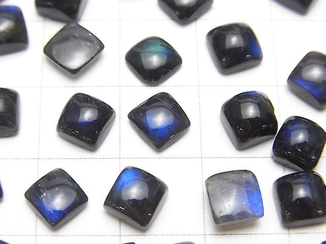 [Video] High Quality Black Labradorite AAA- Square Cabochon 6x6mm 5pcs