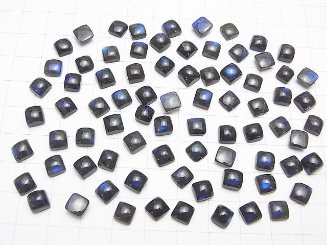 [Video] High Quality Black Labradorite AAA- Square Cabochon 6x6mm 5pcs