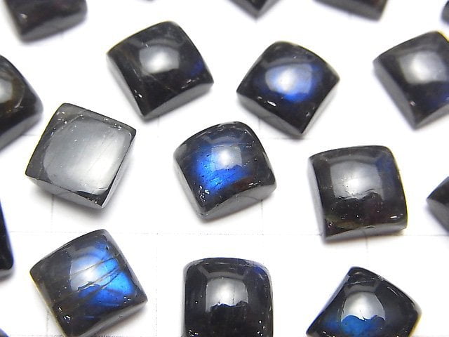 [Video] High Quality Black Labradorite AAA- Square Cabochon 8x8mm 4pcs