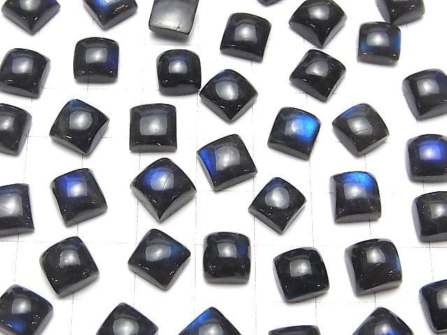 [Video] High Quality Black Labradorite AAA- Square Cabochon 8x8mm 4pcs