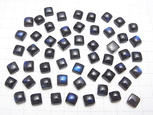 [Video] High Quality Black Labradorite AAA- Square Cabochon 8x8mm 4pcs