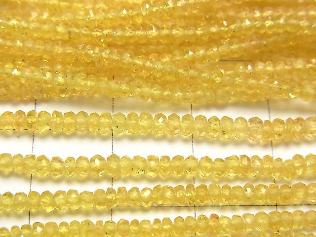 [Video] High Quality! Yellow Sapphire AAA Faceted Button Roundel half or 1strand beads (aprx.15inch / 38cm)