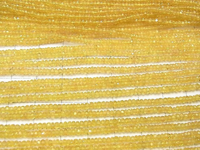 [Video] High Quality! Yellow Sapphire AAA Faceted Button Roundel half or 1strand beads (aprx.15inch / 38cm)