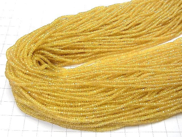 [Video] High Quality! Yellow Sapphire AAA Faceted Button Roundel half or 1strand beads (aprx.15inch / 38cm)