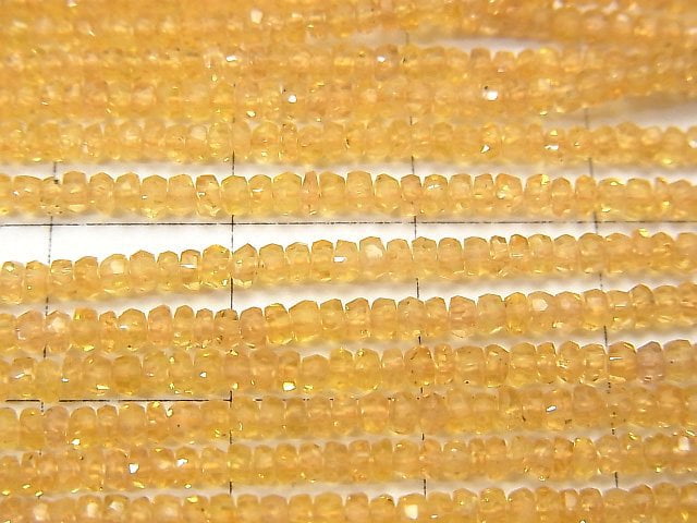 [Video] High Quality! Yellow Orange Sapphire AAA Faceted Button Roundel half or 1strand beads (aprx.15inch / 38cm)