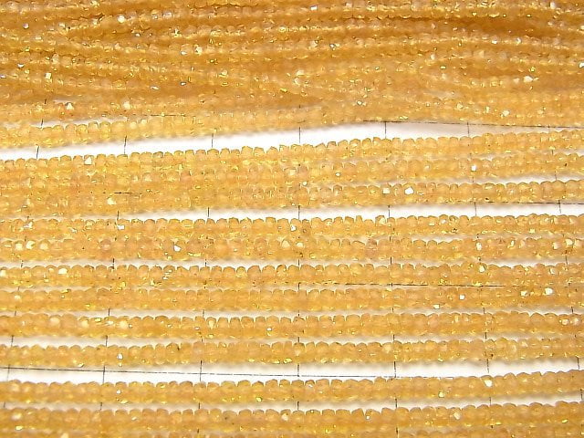 [Video] High Quality! Yellow Orange Sapphire AAA Faceted Button Roundel half or 1strand beads (aprx.15inch / 38cm)