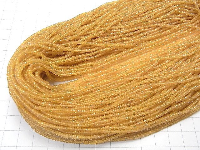 [Video] High Quality! Yellow Orange Sapphire AAA Faceted Button Roundel half or 1strand beads (aprx.15inch / 38cm)