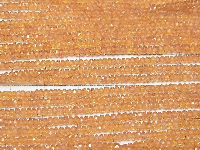 [Video] High Quality! Orange Sapphire AAA Faceted Button Roundel half or 1strand beads (aprx.15inch / 38cm)