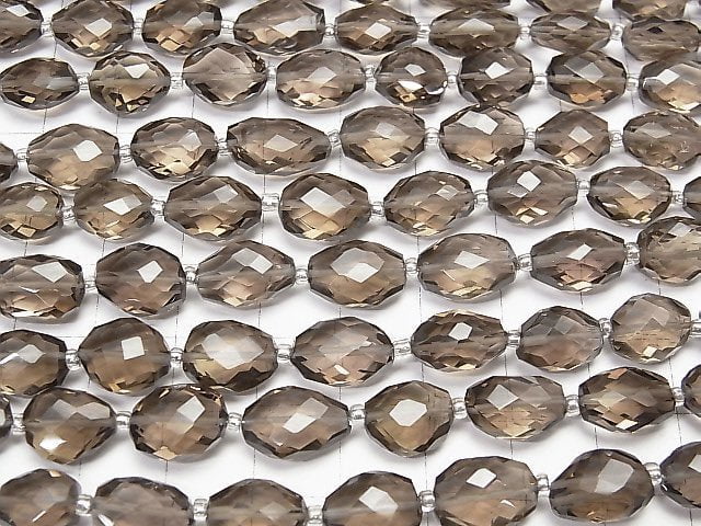 [Video]High Quality Smoky Quartz AAA Faceted Nugget 1strand beads (aprx.7inch/18cm)