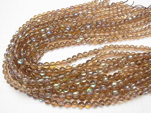 [Video]Brown Luna Flash Round 6mm 1strand beads (aprx.15inch/37cm)