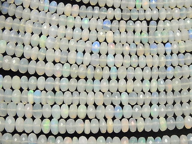 [Video] Ethiopia Opal AA++ Faceted Button Roundel 1strand beads (aprx.15inch / 38cm)