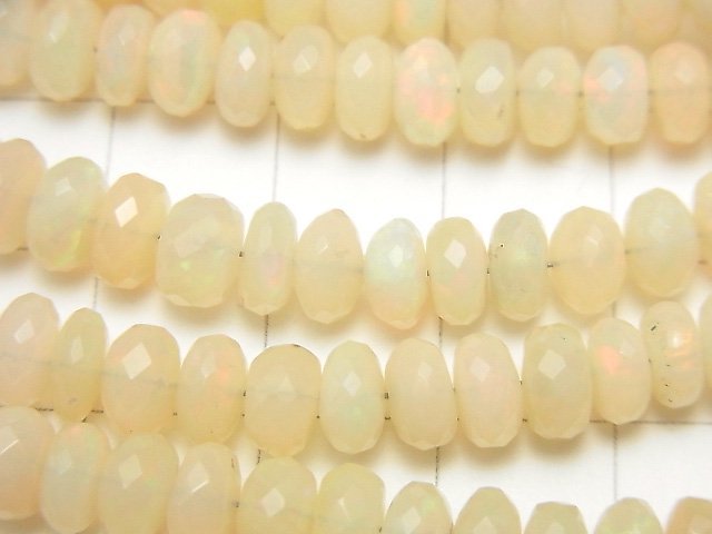 [Video] Ethiopia Opal AA++ Faceted Button Roundel 1strand beads (aprx.15inch / 38cm)