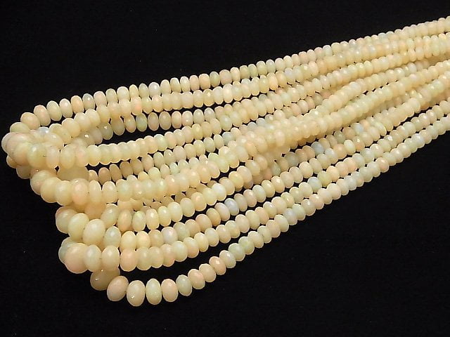 [Video] Ethiopia Opal AA++ Faceted Button Roundel 1strand beads (aprx.15inch / 38cm)