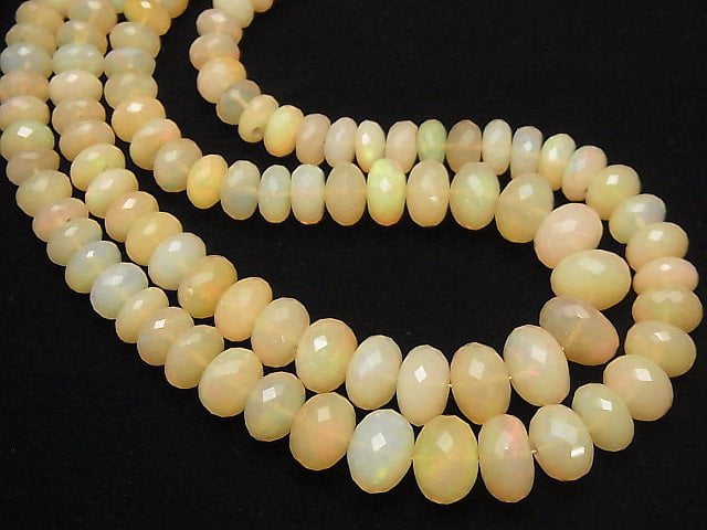 [Video] Ethiopia Opal AA++ Faceted Button Roundel 1strand beads (aprx.15inch / 38cm)