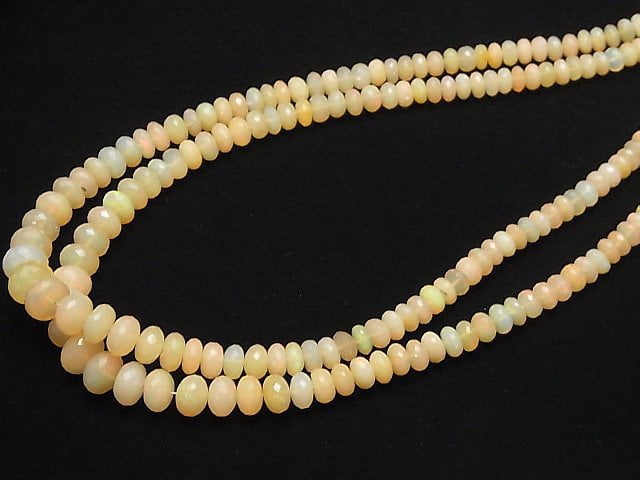 [Video] Ethiopia Opal AA++ Faceted Button Roundel 1strand beads (aprx.15inch / 38cm)