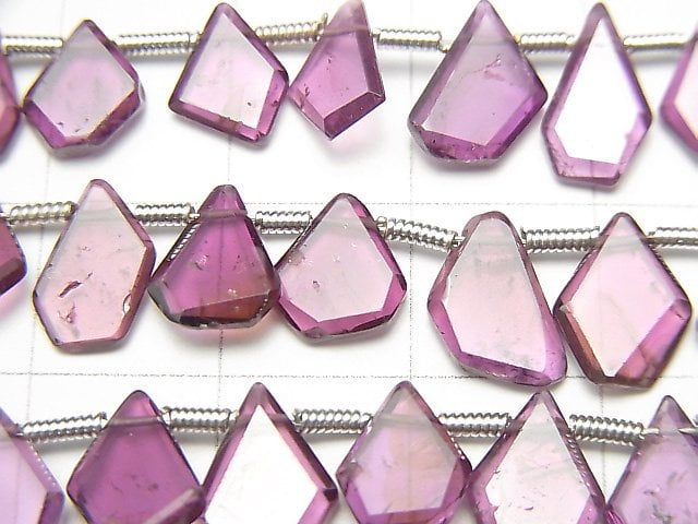 [Video]High Quality Rhodolite Garnet AAA- Rough Slice Faceted 1strand beads (aprx.7inch/18cm)