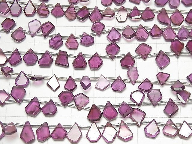 [Video]High Quality Rhodolite Garnet AAA- Rough Slice Faceted 1strand beads (aprx.7inch/18cm)