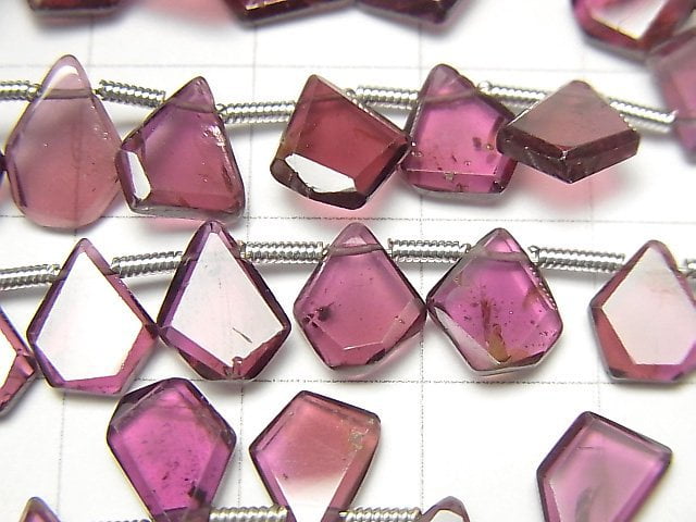 [Video] High Quality Rhodolite Garnet AAA- Rough Slice Faceted 1strand beads (aprx.7inch / 18cm)