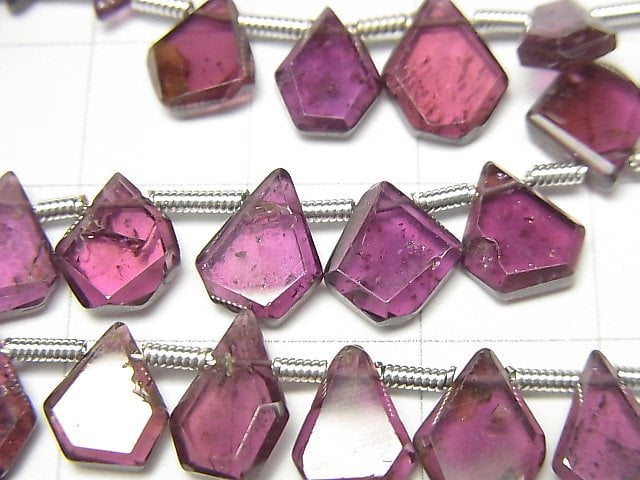 [Video] High Quality Rhodolite Garnet AA++ Rough Slice Faceted 1strand beads (aprx.7inch / 18cm)