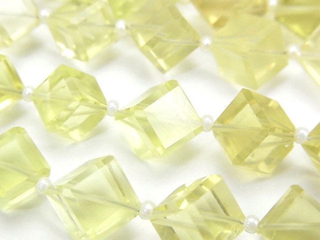 Cube, Lemon Quartz Gemstone Beads
