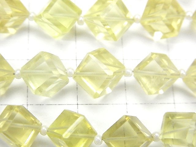 [Video] High Quality Lemon Quartz AAA- Dice Shape 1strand (13pcs)