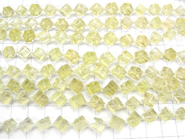 [Video] High Quality Lemon Quartz AAA- Dice Shape 1strand (13pcs)