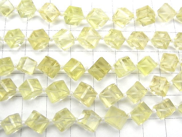 [Video] High Quality Lemon Quartz AAA- Dice Shape 1strand (13pcs)