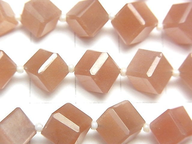 [Video] High Quality Orange Moonstone AAA- Dice Shape 1strand (13pcs)