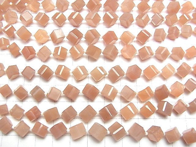 [Video] High Quality Orange Moonstone AAA- Dice Shape 1strand (13pcs)